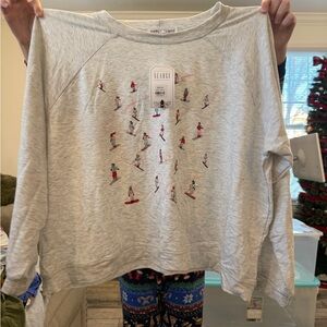Women's Light Gray Sweatshirt with Skier Design